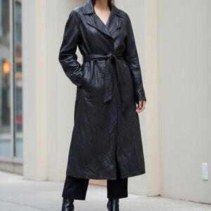 ANTEPRIMA MILANO Crinkled Leather Long Coat